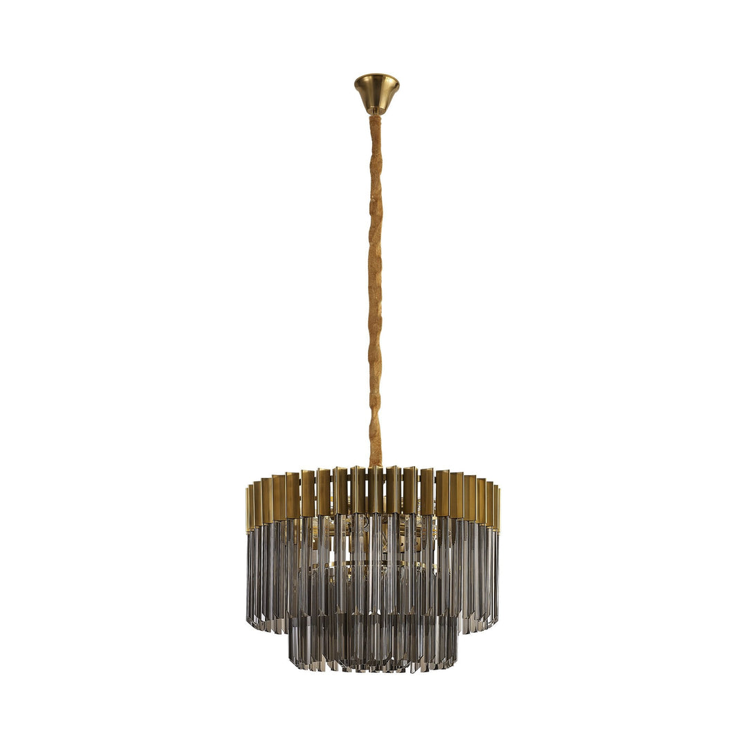 Nelson Lighting NL89689 Vienna 8 Light Round Pendant Brass Smoked