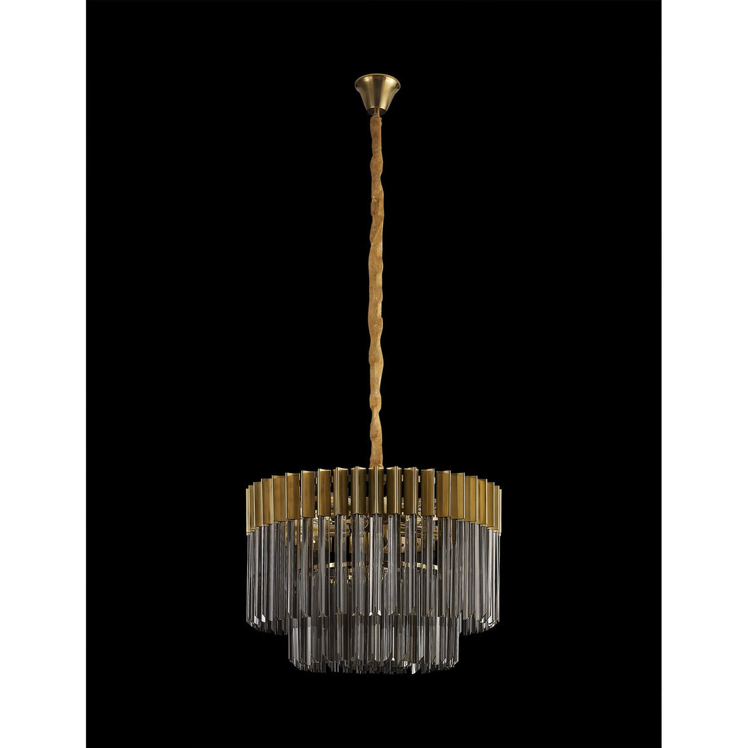 Nelson Lighting NL89689 Vienna 8 Light Round Pendant Brass Smoked