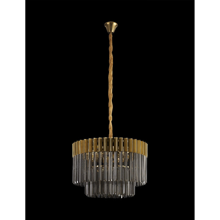 Nelson Lighting NL89689 Vienna 8 Light Round Pendant Brass Smoked