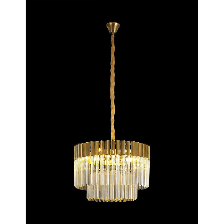 Nelson Lighting NL89699 Vienna 8 Light Round Pendant Brass Cognac