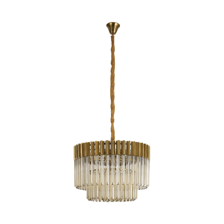 Nelson Lighting NL89699 Vienna 8 Light Round Pendant Brass Cognac