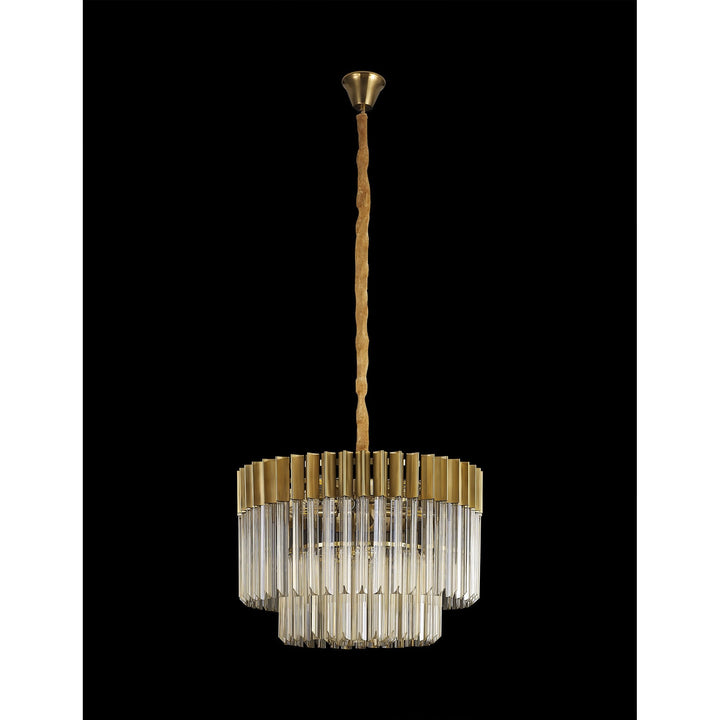 Nelson Lighting NL89699 Vienna 8 Light Round Pendant Brass Cognac