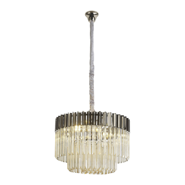 Nelson Lighting NL89709 Vienna 8 Light Round Pendant Polished Nickel Cognac