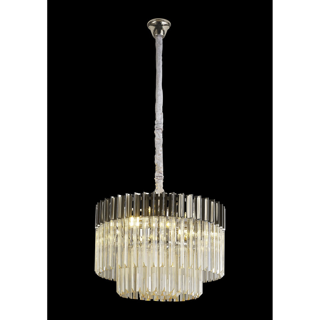 Nelson Lighting NL89709 Vienna 8 Light Round Pendant Polished Nickel Cognac