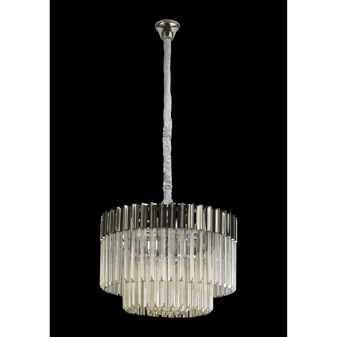 Nelson Lighting NL89709 Vienna 8 Light Round Pendant Polished Nickel Cognac