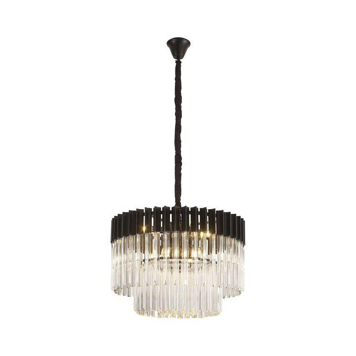 Nelson Lighting NL89719 Vienna 8 Light Round Pendant Matt Black Clear