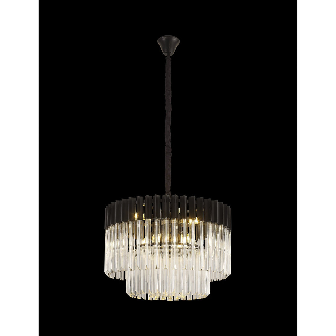 Nelson Lighting NL89719 Vienna 8 Light Round Pendant Matt Black Clear