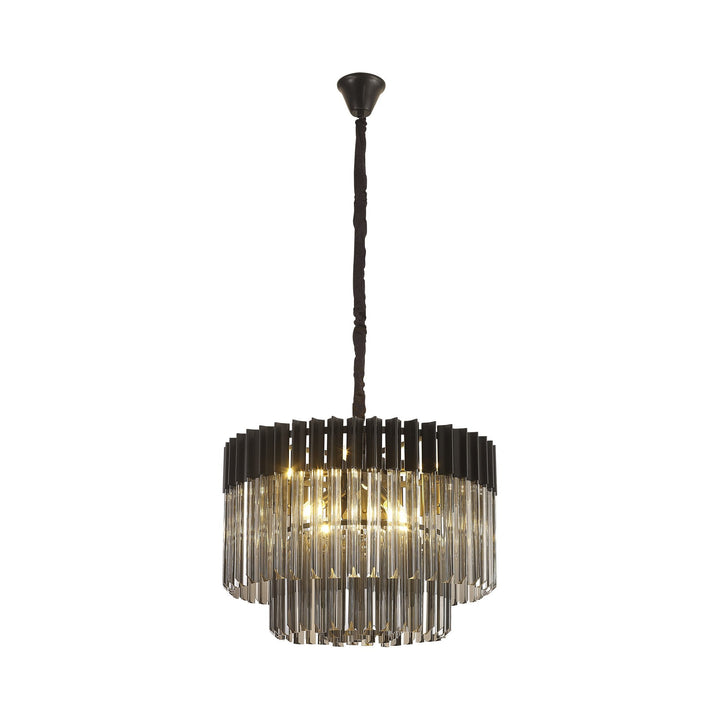 Nelson Lighting NL89729 Vienna 8 Light Round Pendant Matt Black Smoked