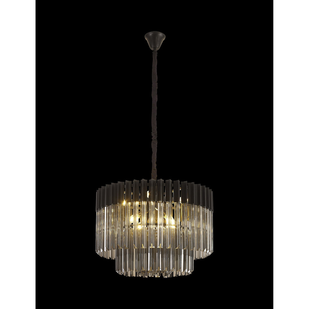 Nelson Lighting NL89729 Vienna 8 Light Round Pendant Matt Black Smoked