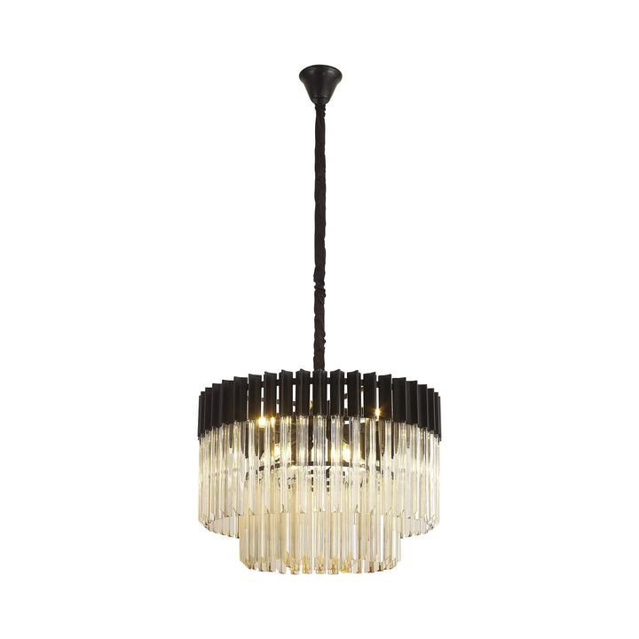 Nelson Lighting NL89739 Vienna 8 Light Round Pendant Matt Black Cognac