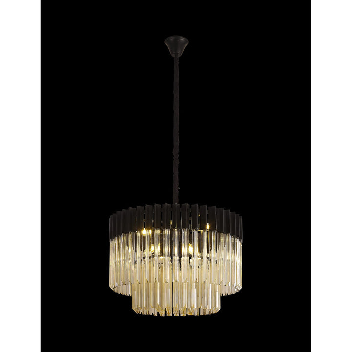 Nelson Lighting NL89739 Vienna 8 Light Round Pendant Matt Black Cognac