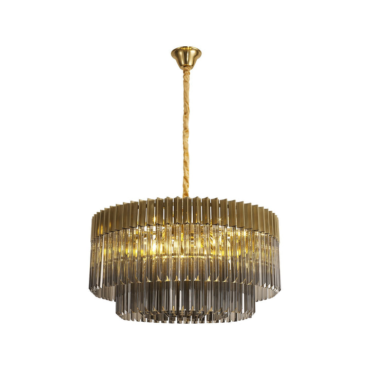 Nelson Lighting NL89749 Vienna 12 Light Round Pendant Brass Smoked