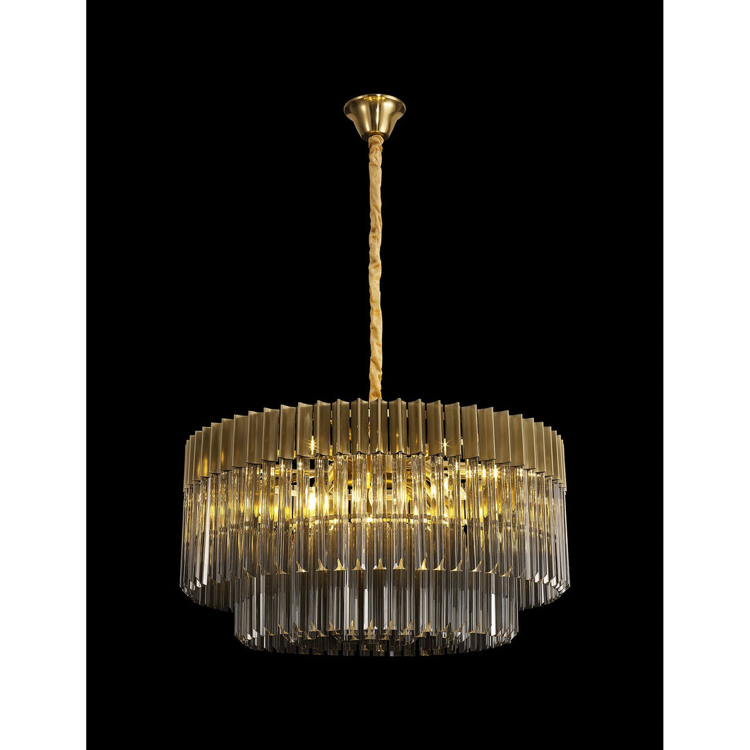 Nelson Lighting NL89749 Vienna 12 Light Round Pendant Brass Smoked