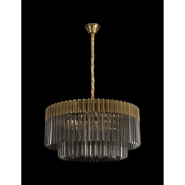 Nelson Lighting NL89749 Vienna 12 Light Round Pendant Brass Smoked