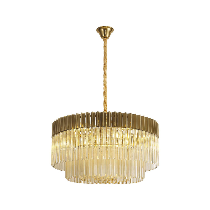 Nelson Lighting NL89759 Vienna 12 Light Round Pendant Brass Cognac