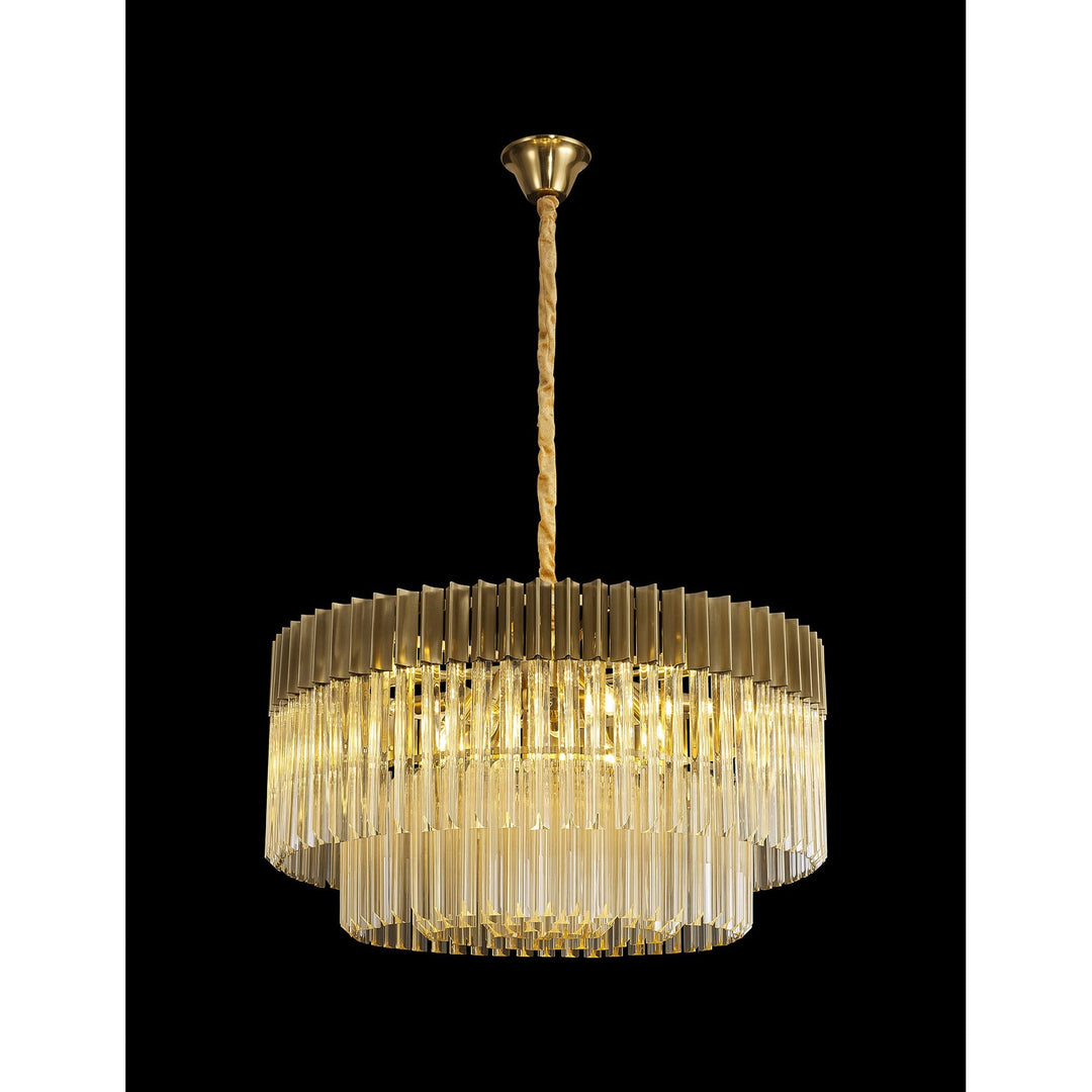 Nelson Lighting NL89759 Vienna 12 Light Round Pendant Brass Cognac