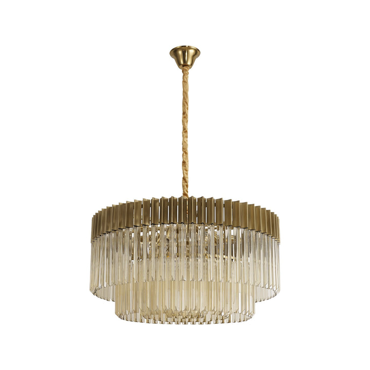 Nelson Lighting NL89759 Vienna 12 Light Round Pendant Brass Cognac