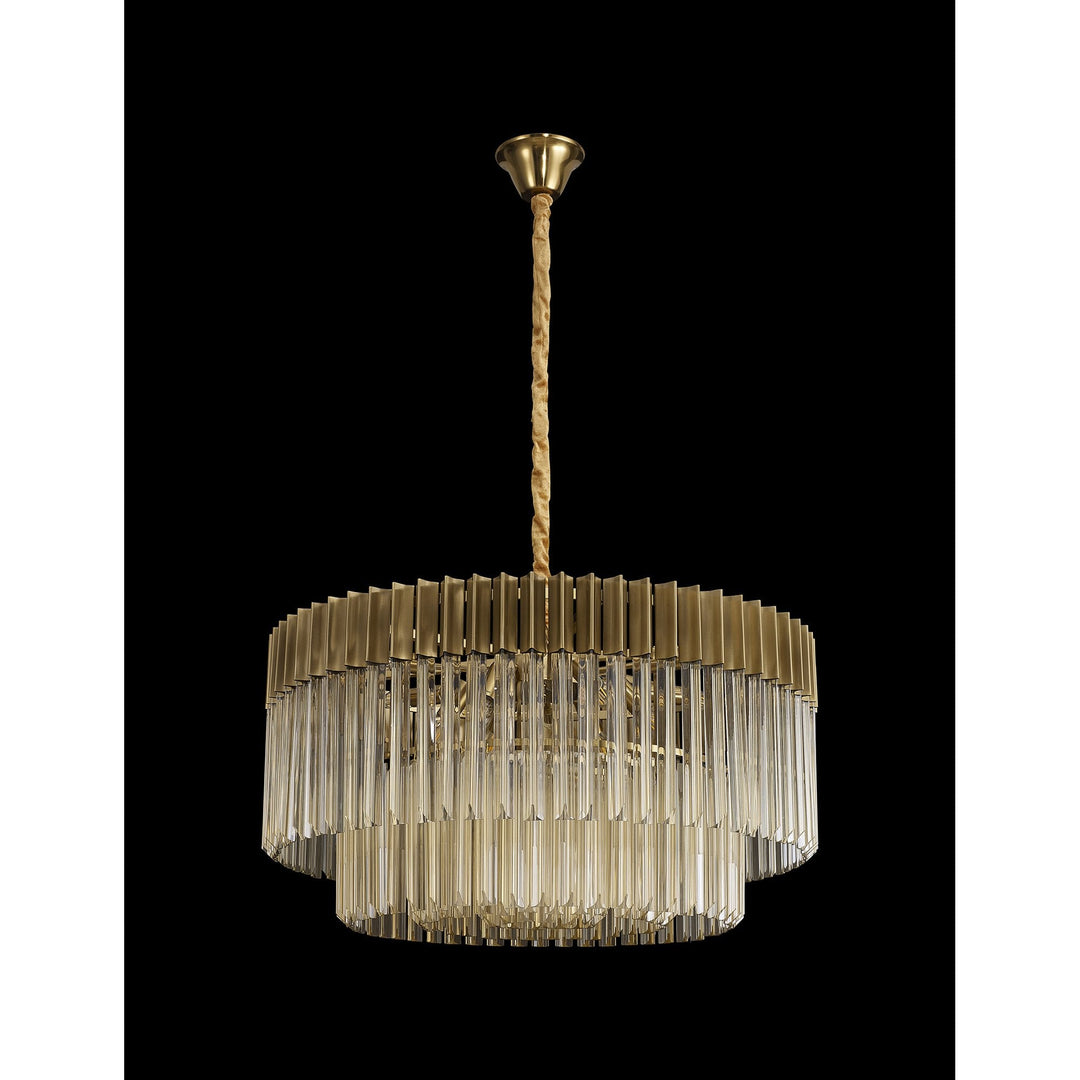 Nelson Lighting NL89759 Vienna 12 Light Round Pendant Brass Cognac