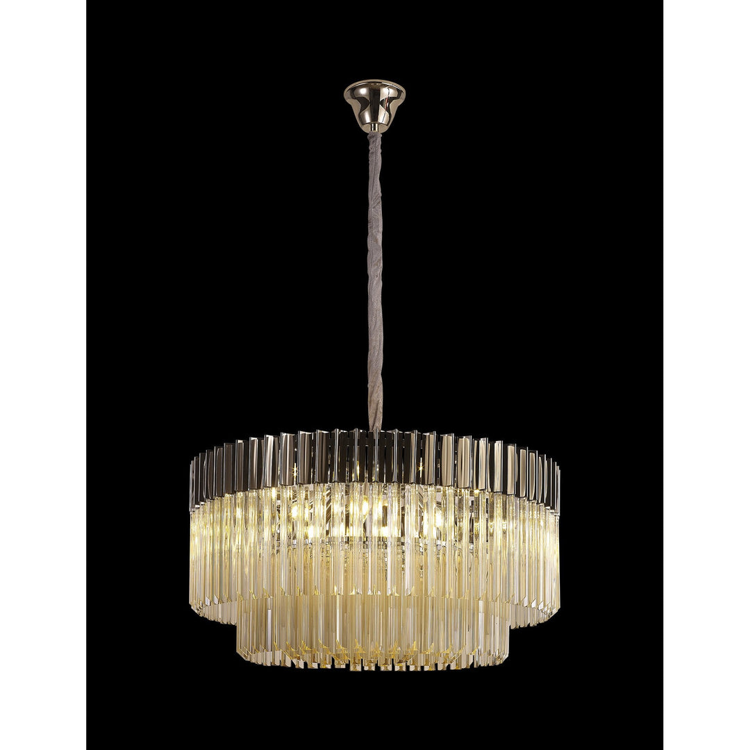 Nelson Lighting NL89769 Vienna 12 Light Round Pendant Polished Nickel Cognac