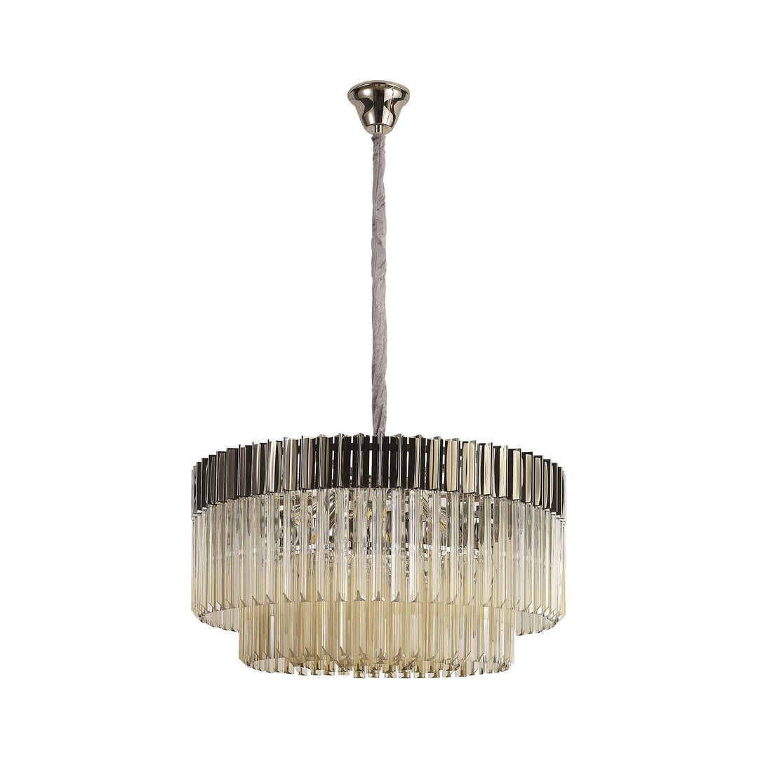 Nelson Lighting NL89769 Vienna 12 Light Round Pendant Polished Nickel Cognac