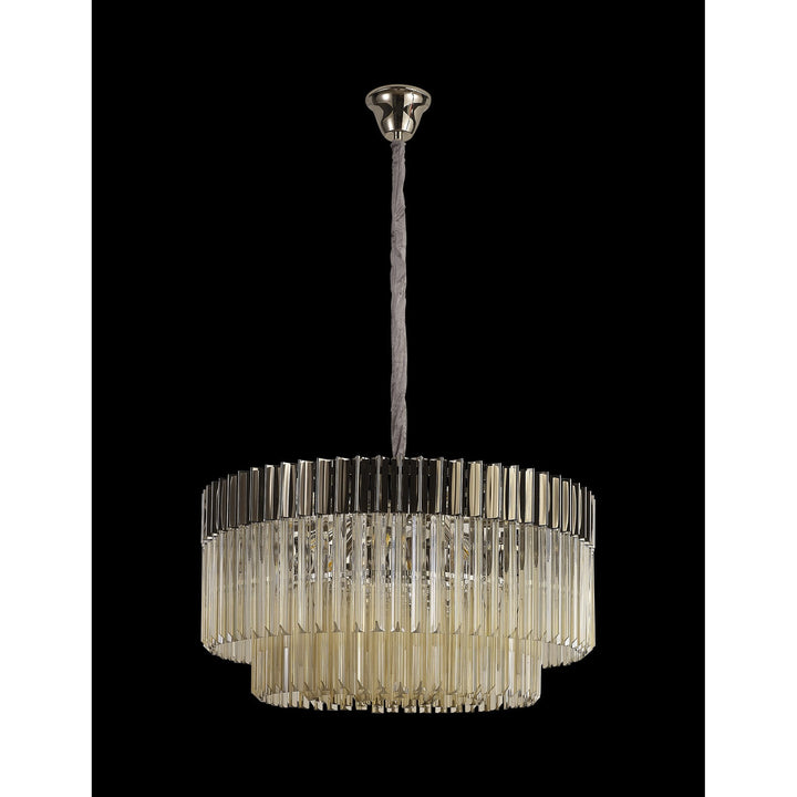 Nelson Lighting NL89769 Vienna 12 Light Round Pendant Polished Nickel Cognac