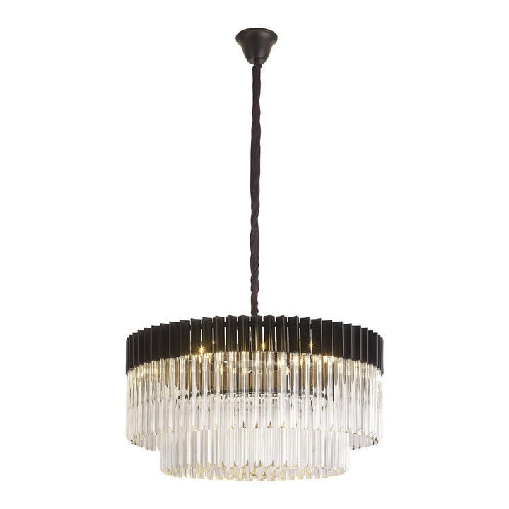 Nelson Lighting NL89779 Vienna 12 Light Round Pendant Matt Black Clear