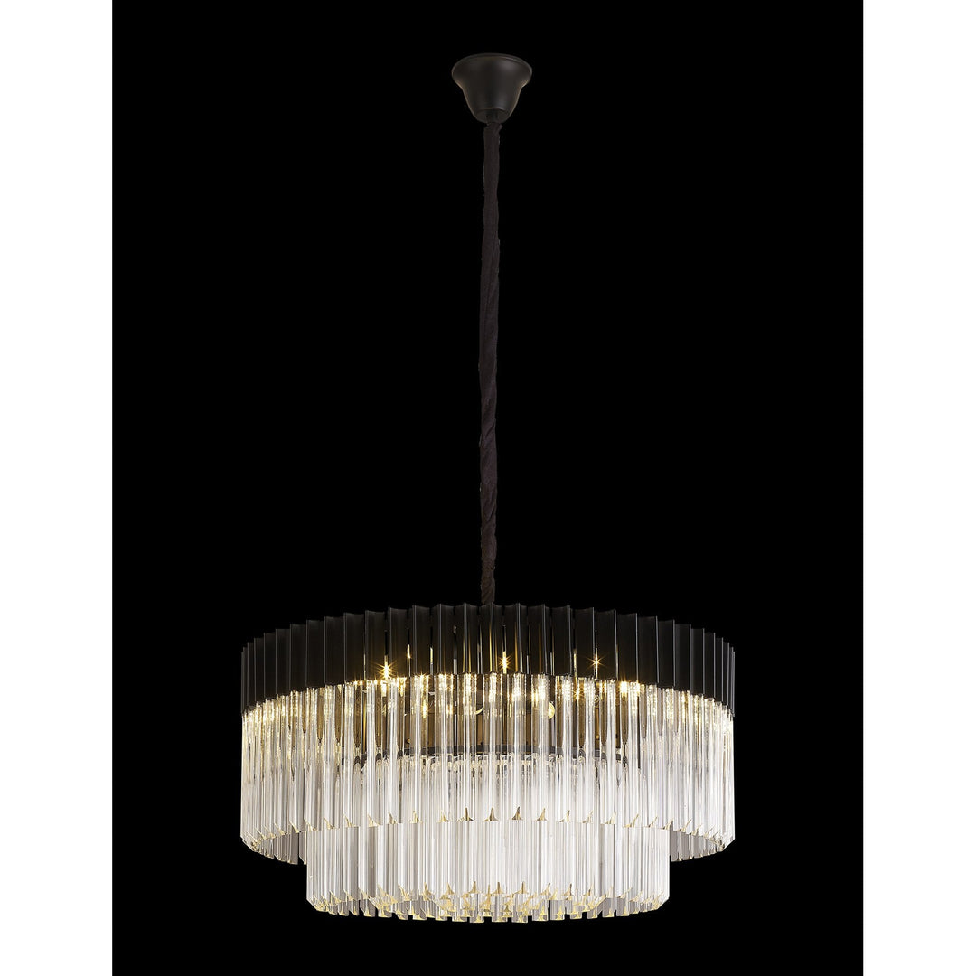 Nelson Lighting NL89779 Vienna 12 Light Round Pendant Matt Black Clear