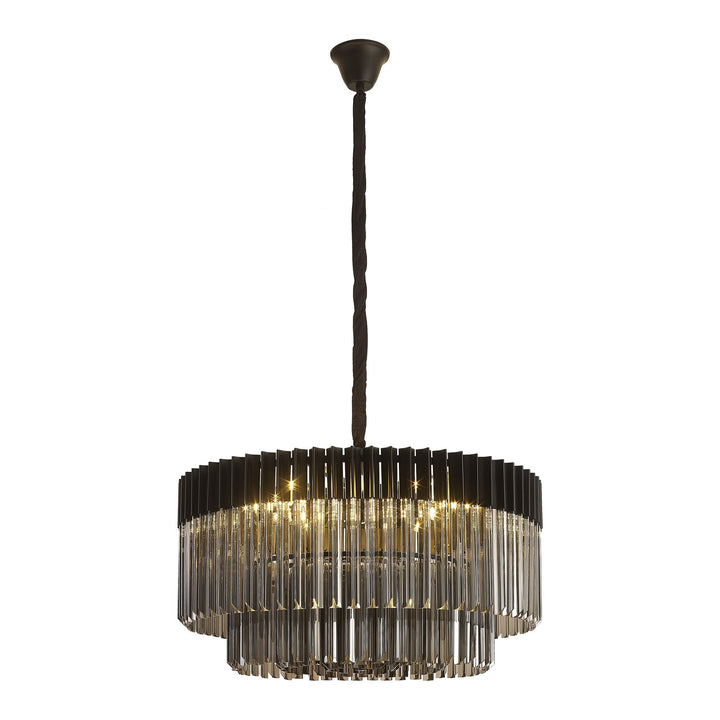 Nelson Lighting NL89789 Vienna 12 Light Round Pendant Matt Black Smoked