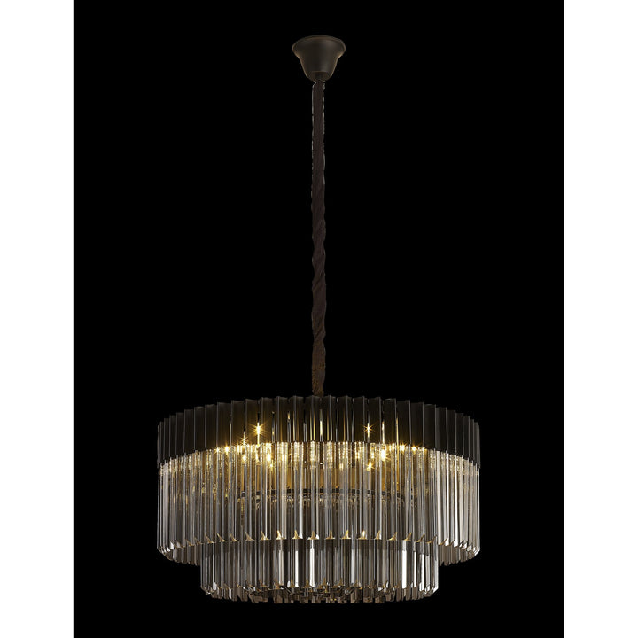 Nelson Lighting NL89789 Vienna 12 Light Round Pendant Matt Black Smoked