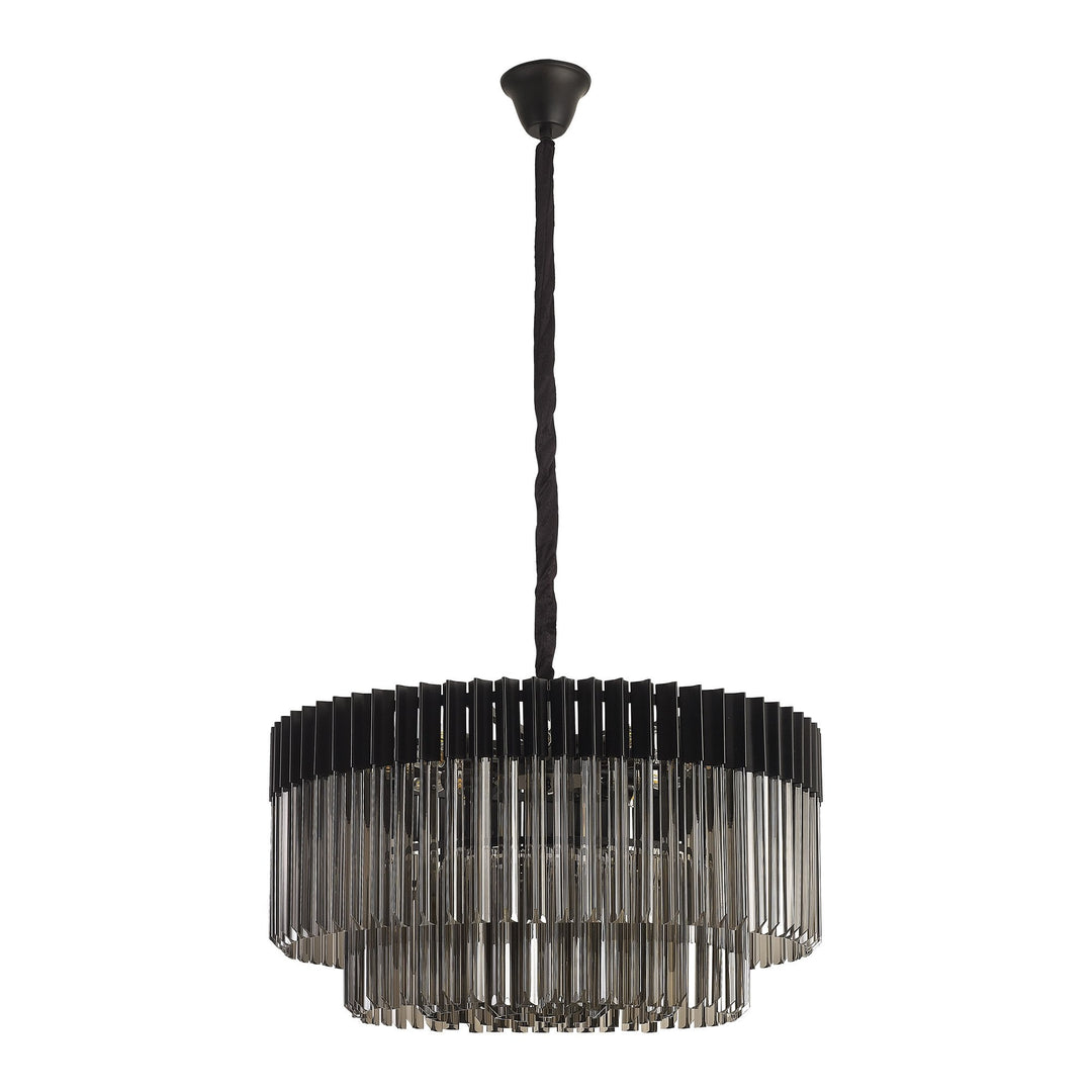 Nelson Lighting NL89789 Vienna 12 Light Round Pendant Matt Black Smoked