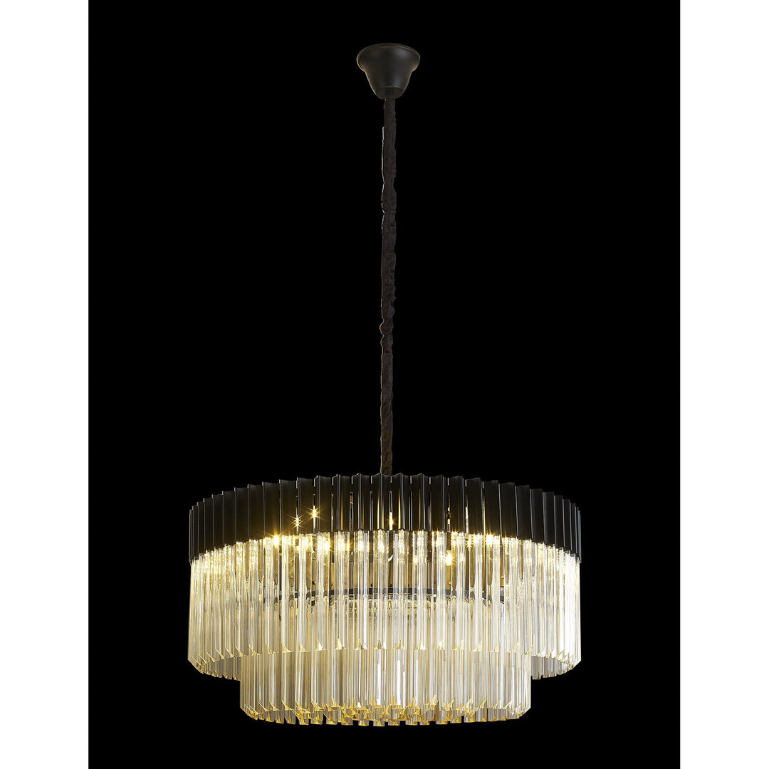 Nelson Lighting NL89799 Vienna 12 Light Round Pendant Matt Black Cognac