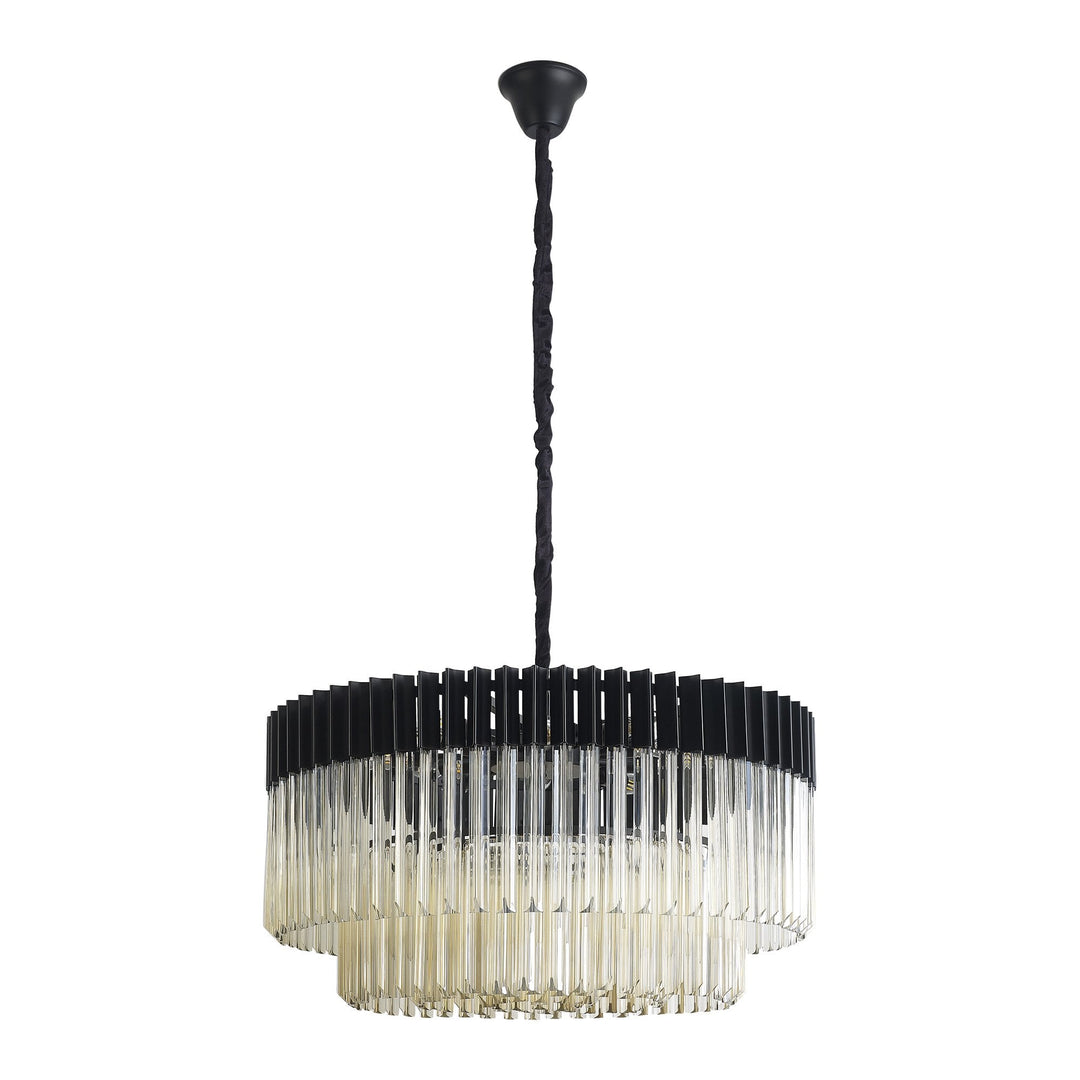 Nelson Lighting NL89799 Vienna 12 Light Round Pendant Matt Black Cognac