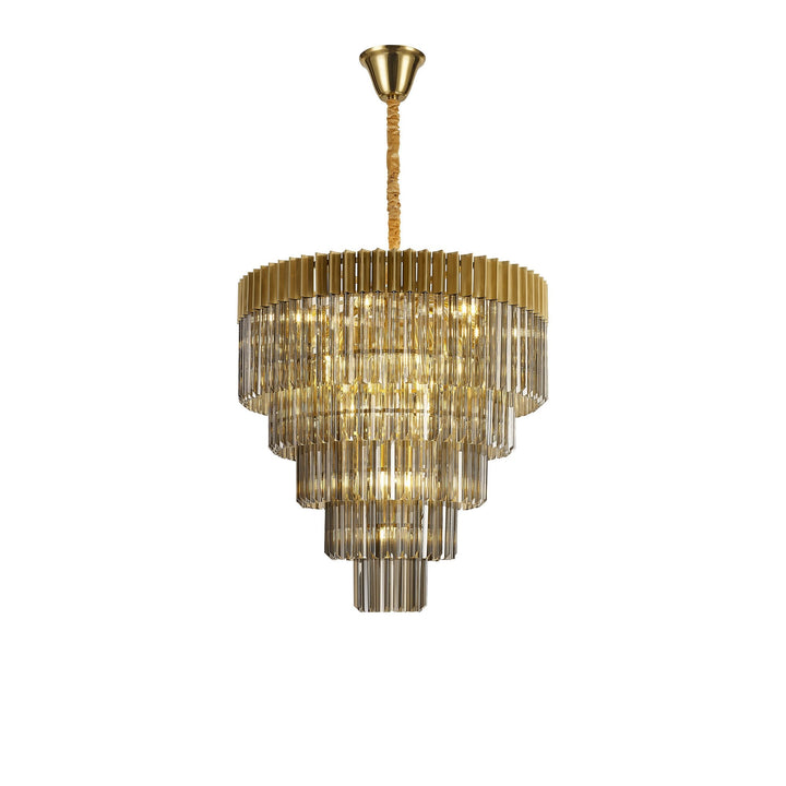 Nelson Lighting NL89809 Vienna 19 Light 5 Tier Round Pendant Brass Smoked