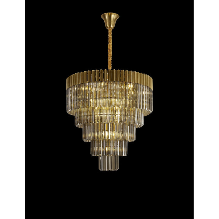 Nelson Lighting NL89809 Vienna 19 Light 5 Tier Round Pendant Brass Smoked