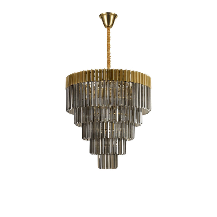 Nelson Lighting NL89809 Vienna 19 Light 5 Tier Round Pendant Brass Smoked