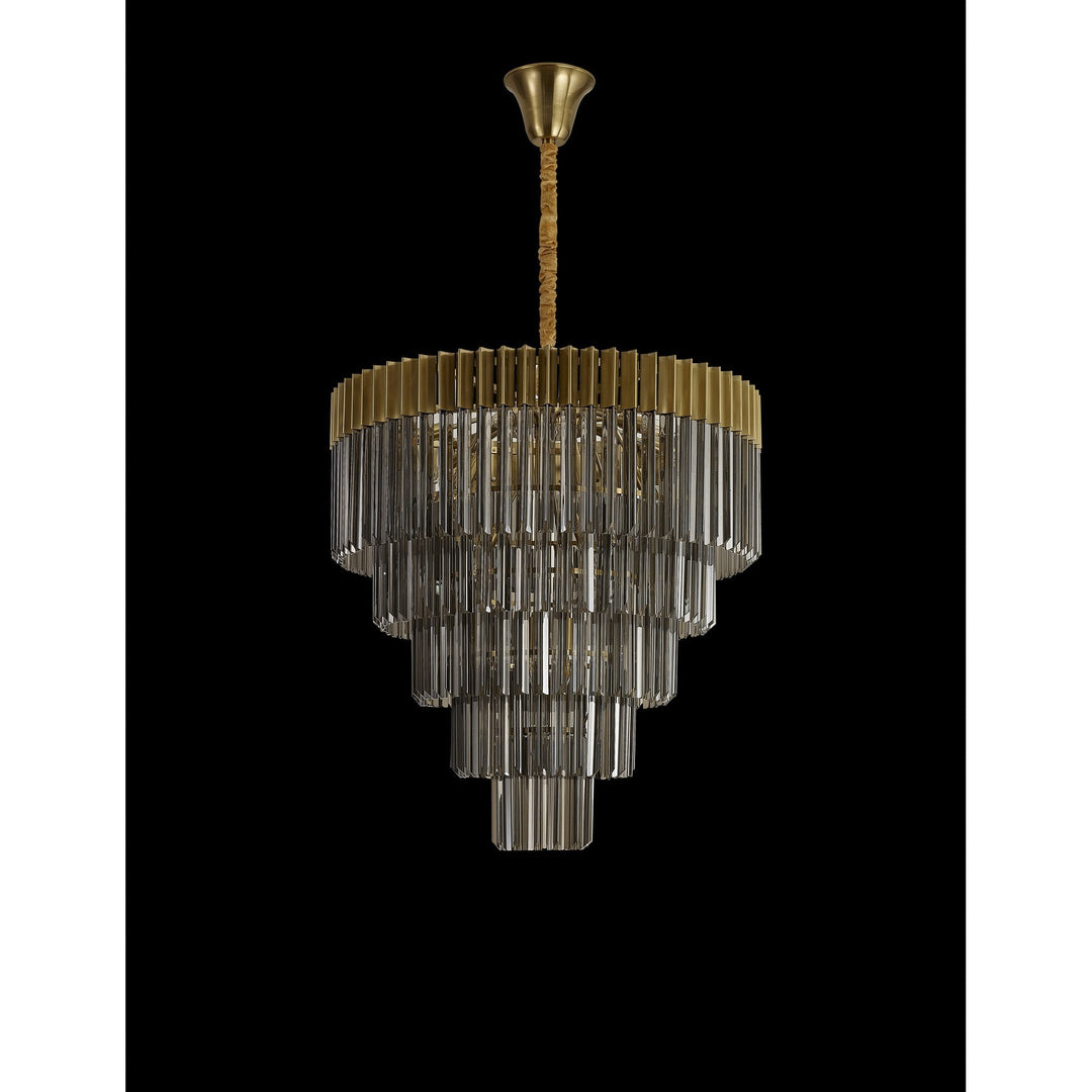 Nelson Lighting NL89809 Vienna 19 Light 5 Tier Round Pendant Brass Smoked