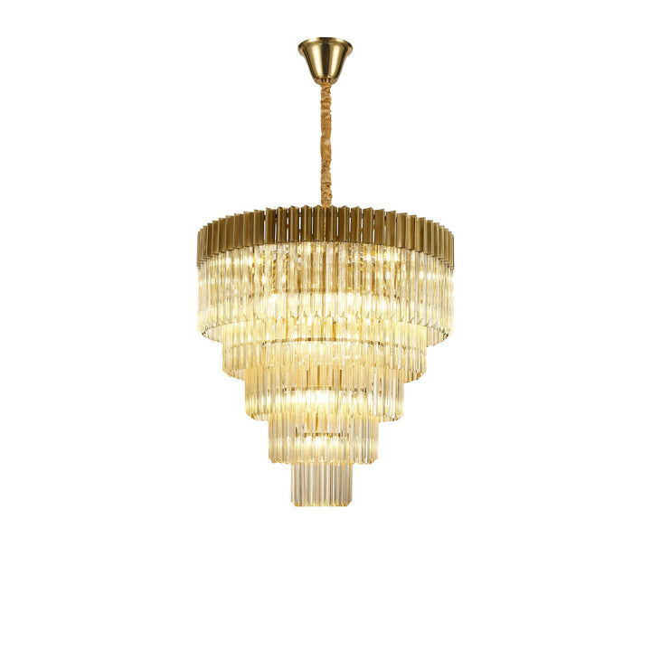 Nelson Lighting NL89819 Vienna 19 Light 5 Tier Round Pendant Brass Cognac