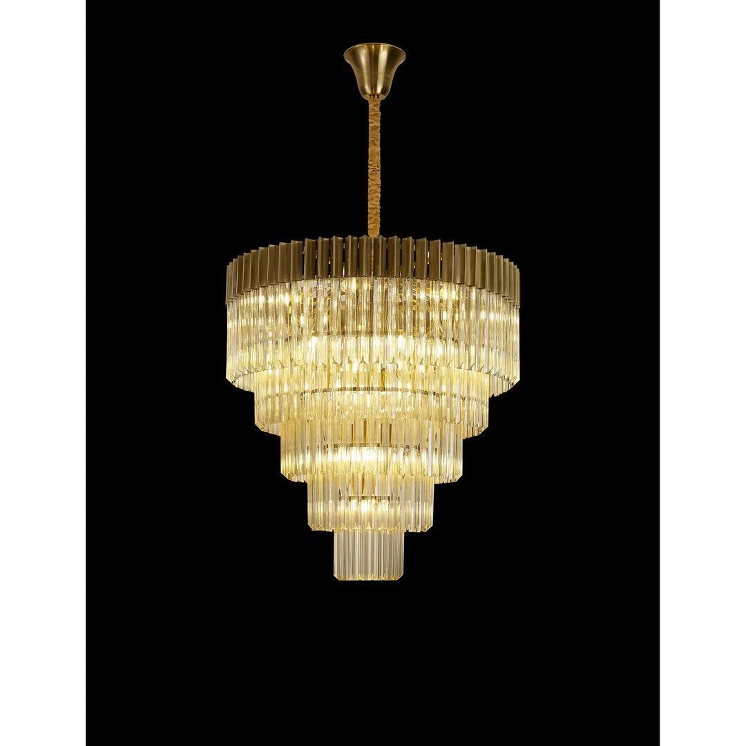 Nelson Lighting NL89819 Vienna 19 Light 5 Tier Round Pendant Brass Cognac