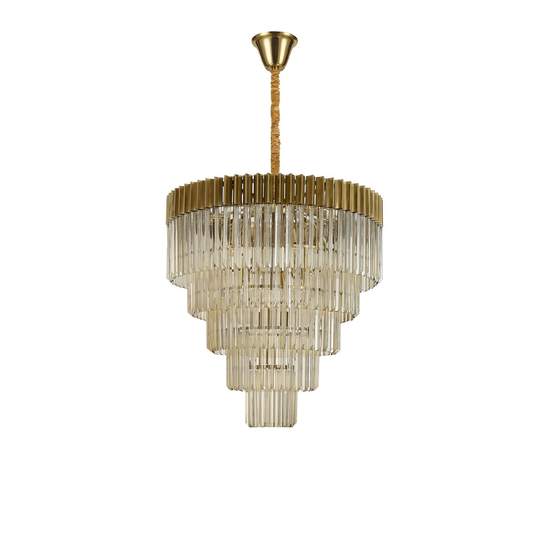 Nelson Lighting NL89819 Vienna 19 Light 5 Tier Round Pendant Brass Cognac