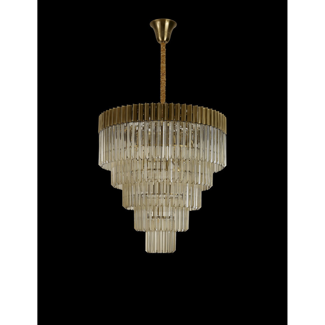 Nelson Lighting NL89819 Vienna 19 Light 5 Tier Round Pendant Brass Cognac