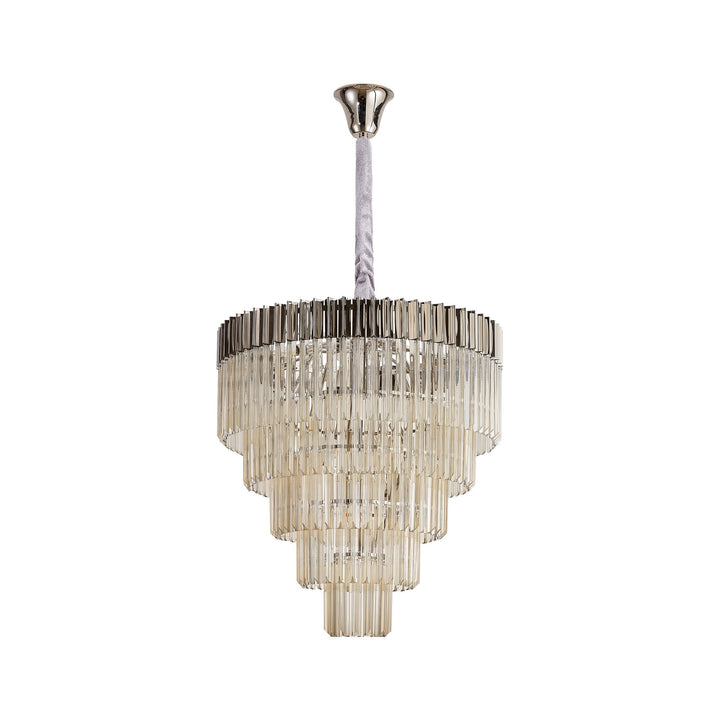 Nelson Lighting NL89829 Vienna 19 Light 5 Tier Round Pendant Polished Nickel Cognac