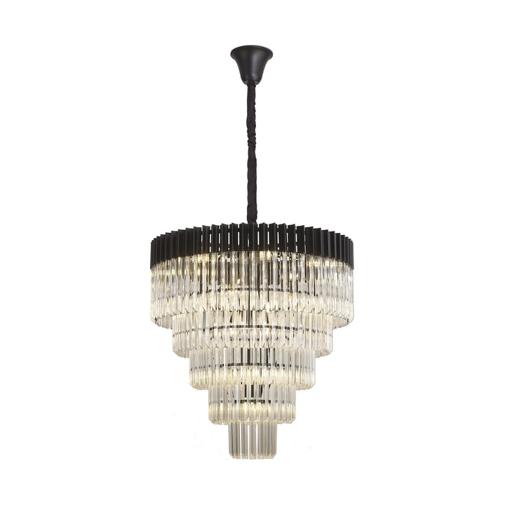 Nelson Lighting NL89839 Vienna 19 Light 5 Tier Round Pendant Matt Black Clear