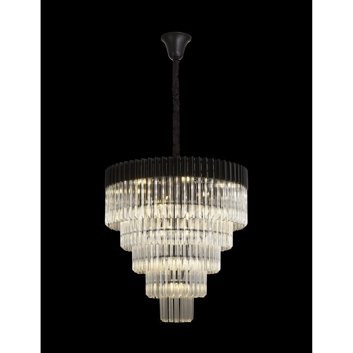 Nelson Lighting NL89839 Vienna 19 Light 5 Tier Round Pendant Matt Black Clear