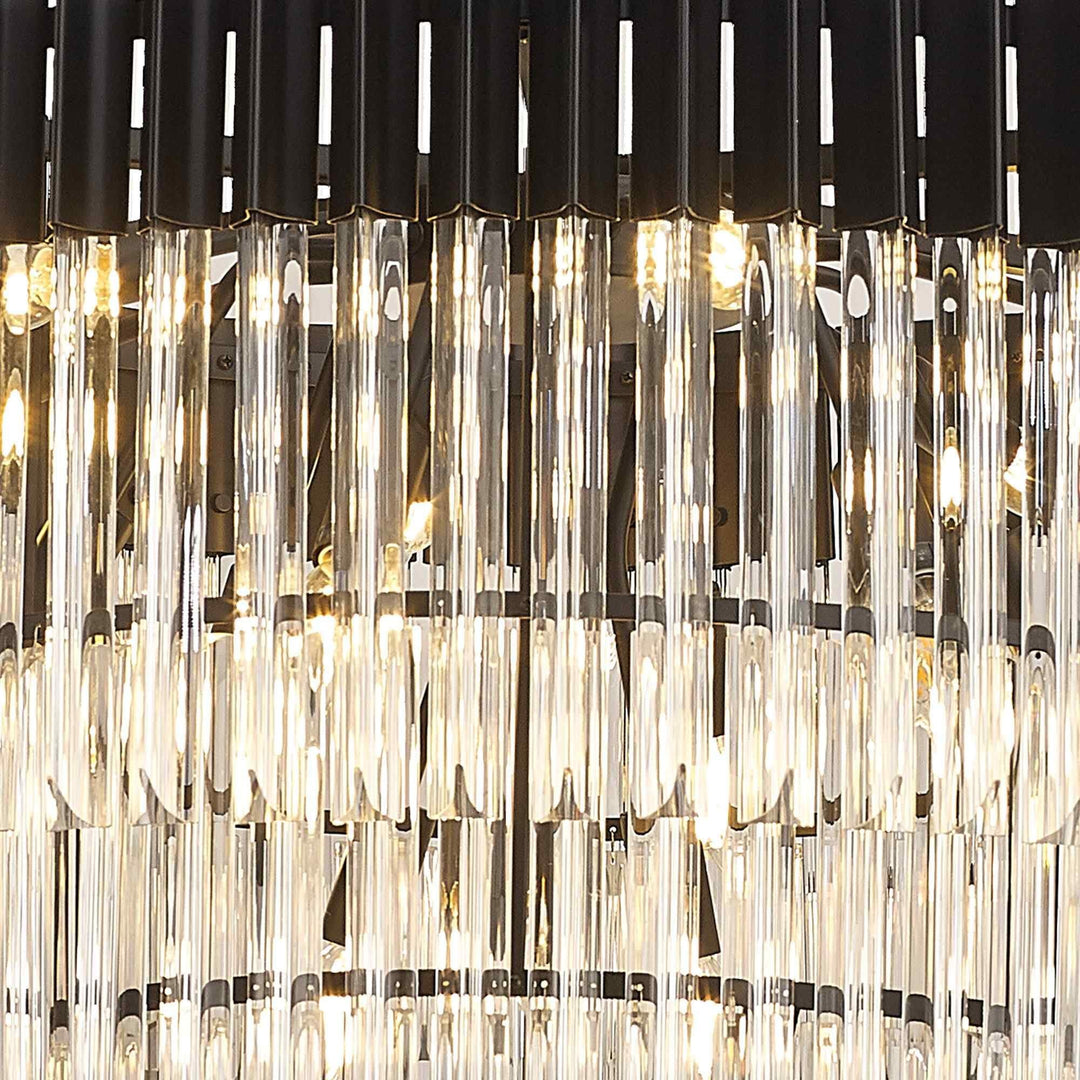 Nelson Lighting NL89839 Vienna 19 Light 5 Tier Round Pendant Matt Black Clear