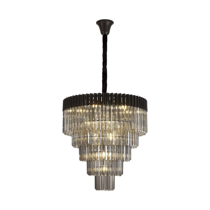 Nelson Lighting NL89849 Vienna 19 Light 5 Tier Round Pendant Matt Black Smoked