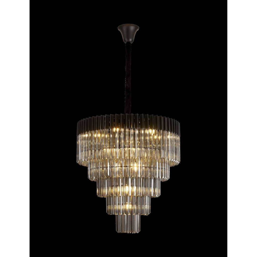 Nelson Lighting NL89849 Vienna 19 Light 5 Tier Round Pendant Matt Black Smoked