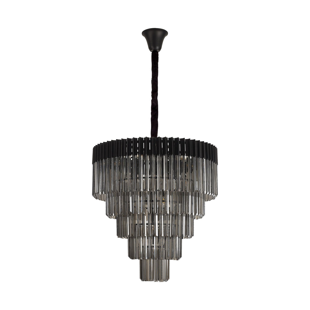 Nelson Lighting NL89849 Vienna 19 Light 5 Tier Round Pendant Matt Black Smoked