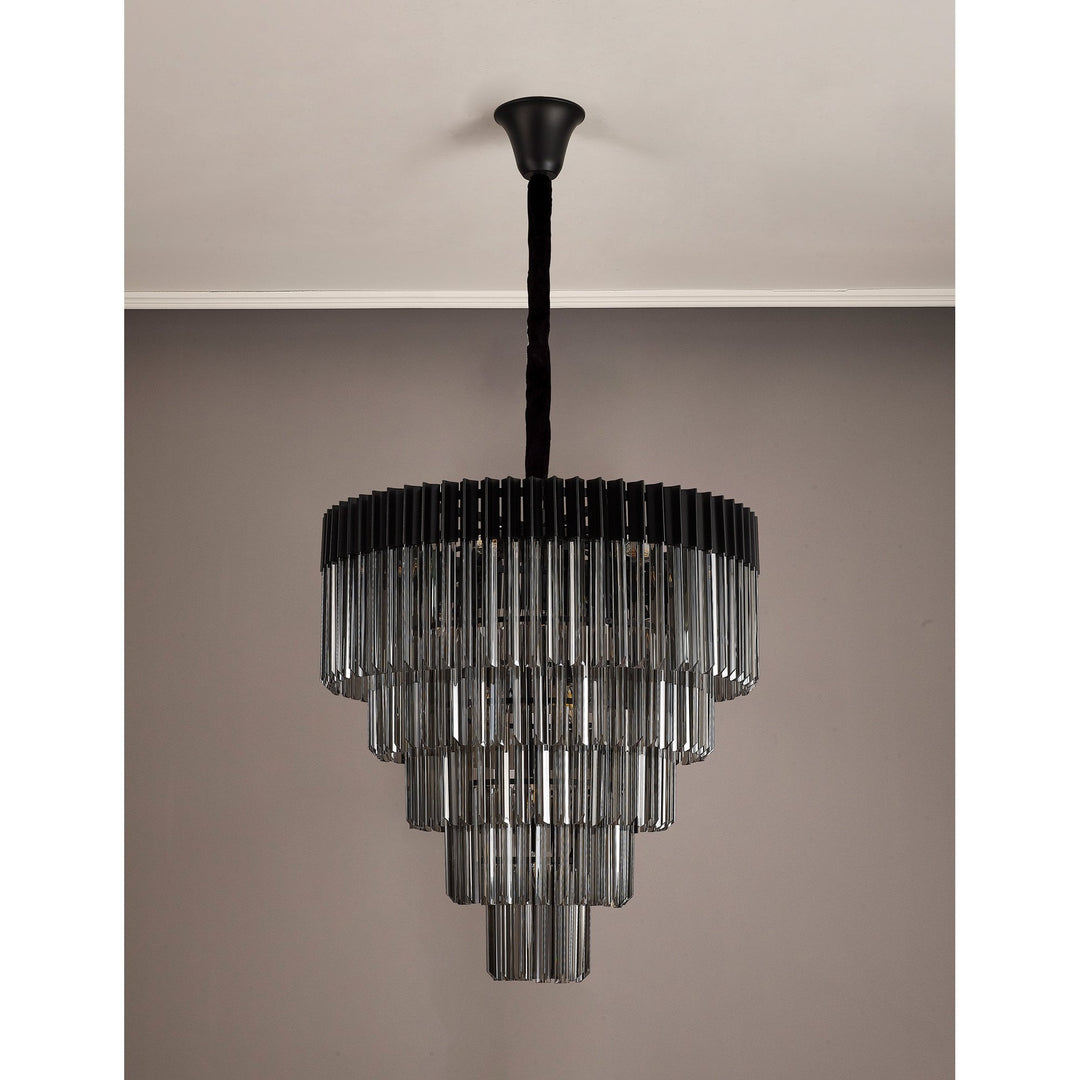 Nelson Lighting NL89849 Vienna 19 Light 5 Tier Round Pendant Matt Black Smoked