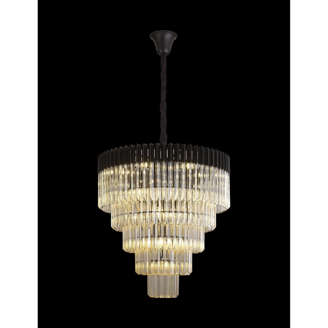 Nelson Lighting NL89859 Vienna 19 Light 5 Tier Round Pendant Matt Black Cognac