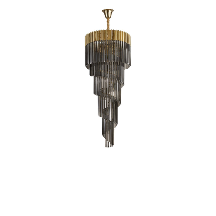 Nelson Lighting NL89869 Vienna 23 Light 5 Tier Round Pendant Brass Smoked